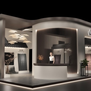 新中式瓦片展厅3D模型下载